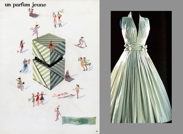 Carven green/white striped pattern