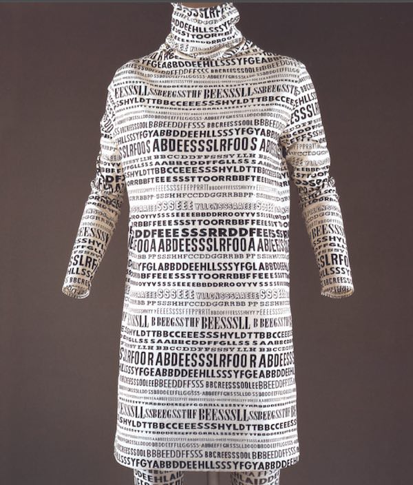 Lettering in Fashion - Rudi Gernreich, Alphabet minidress and stockings FW1968