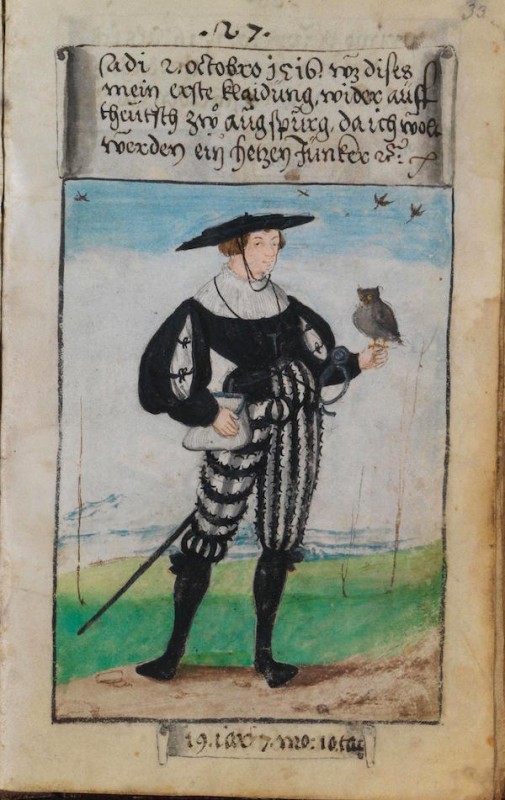 Matthäus Schwarz - Aged 19 years, 7 months, 10 days - On October 2nd, 1516, this was my first outfit back in German style in Augsburg, when I wanted to become a huntsman. © The Herzog Anton Ulrich Museum, Braunschweig