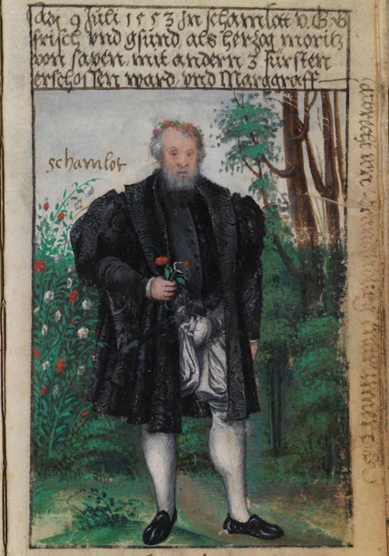 Matthäus Schwarz Aged 56 years - On 9 July, 1553, in camlet, fresh and healthy with God's grace, when Duke Moritz of Saxony was shot with three other princes, and Margrave Albrecht of Brandenburg ran away- © The Herzog Anton Ulrich Museum, Braunschweig