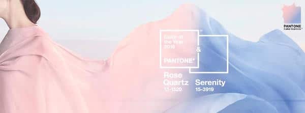 Rose quartz PANTONE 13-1520 and serenity PANTONE 15-3919