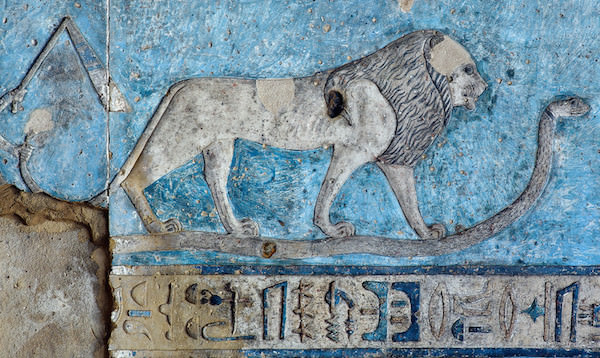 Leo on astronomical ceiling at Hathor Temple in Dendera